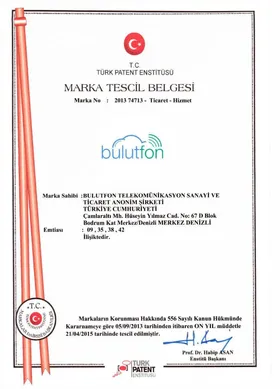 Bulutfon Marka Tescil Belgesi (2013)