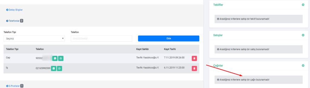 DinamikCRM Müşteri Detayı